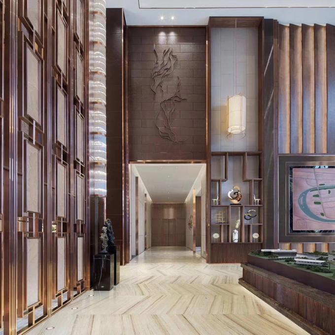 Corte a laser de estilo americano de aço inoxidável de ouro divisória de tela de sala para casa hotel restaurante 3