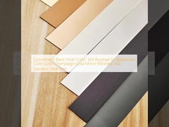 Cores personalizadas Prata preta Cores 304 Pintado SS Baseboard Cores Ouro Champagne Espelho de Ouro Polido 316L Trim de aço inoxidável