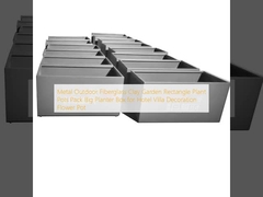 Metal Fibra de vidro de argila de jardim rectangular vasos de planta embalagem grande caixa de plantação para decoração de hotel villa vaso de flores