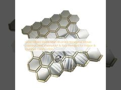 Mosaico de aço inoxidável hexagonal de borracha de prata mista de borda de ouro impermeável e resistente à ferrugem para construção interna e externa