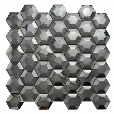 Hexágono de aço inoxidável preto de prata AISI inoxidável das telhas de mosaico 3D do ouro do espelho