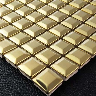 Telhas de mosaico de aço inoxidável pequenas do ouro PVD do cubo para a decoração 30.5x30.5cm da parede