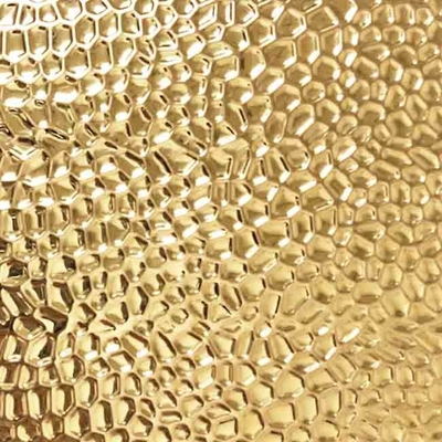 A cor do ouro gravou o teste padrão de aço inoxidável do favo de mel da folha