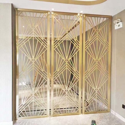 Color Gold Laser Pattern 304 Stainless Steel Partition Dividers For Office Building