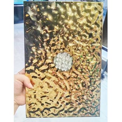304 Gold Color Coated Bending Water Wave Honeycomb Stainless Steel Ceiling Sheet For Interior Decoration