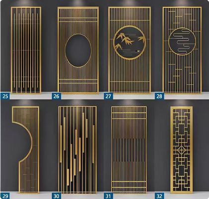 Bom preço Design personalizado 304 Metal aço inoxidável Sala de estar entrada Foyer Screen Partition Para decoração on-line