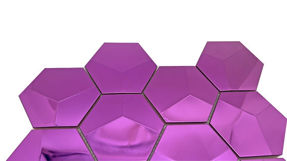 Bom preço Chapas de mosaico de forma hexagonal de cor violeta Parede da cozinha Backsplash Chapas de mosaico de metal de aço inoxidável on-line