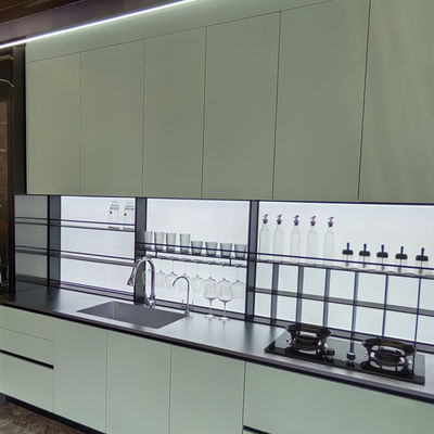 Bom preço Morden Design Custom Full Set Mobiliário Armários de cozinha de luxo Armário de cozinha de aço inoxidável verde personalizado on-line