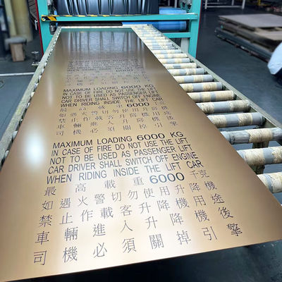 Bom preço PvD revestido de ouro 8k de chapa de aço inoxidável com anti-impressão digital para elevador de hotel de cinco estrelas on-line