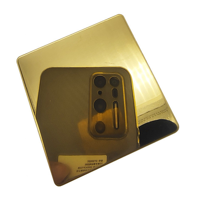 Folhas de aço inoxidável de cor dourada Super espelho Revestimento PVD Titânio colorido Decoração de metal