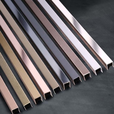 Acabamento Espelhado Prateado em U de Aço Inoxidável 316L para Borda de Azulejo 5mm
