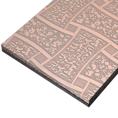 Antigüidade Rosa-Ouro Cor Retrato Antigo Gravação escovado Matt 304 chapa de aço inoxidável para elevador