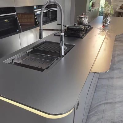 Bom preço Customizado 316L linha de cabelo escovado em relevo superfície de borbulha de contas chapas de aço inoxidável acabado 304 borda redonda mesa de cozinha on-line