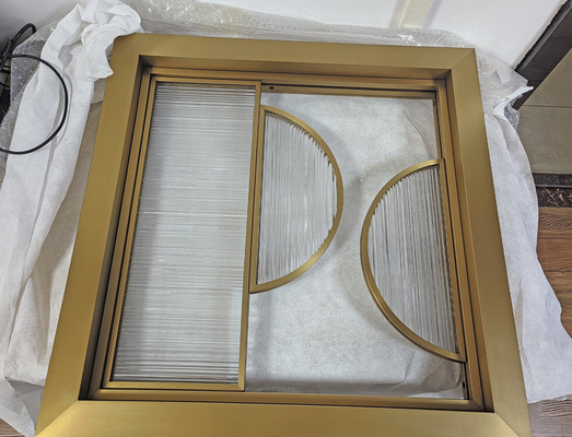 304 Gold Hairline High-end Custom Glass Screen Partition de aço inoxidável para decoração de casa de hotel