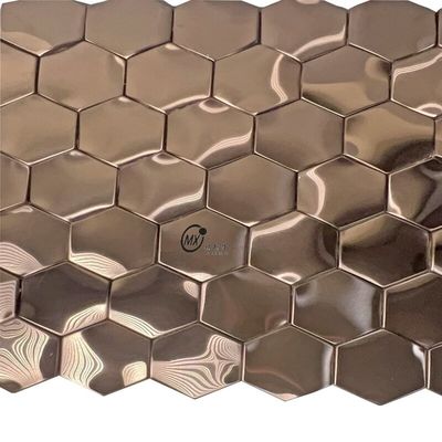 Chapas de mosaico de aço inoxidável hexagonais escovadas