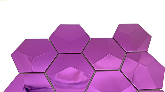 Bom preço Chapas de mosaico de forma hexagonal de cor violeta Parede da cozinha Backsplash Chapas de mosaico de metal de aço inoxidável on-line