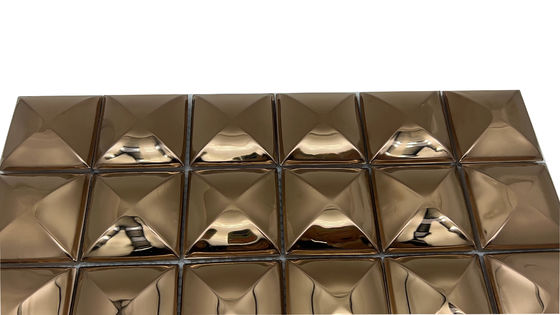 Bom preço Alta Qualidade 300*300 Pão 3D Titânio Espelho 304 Aço Inoxidável mosaico decorativo telha on-line