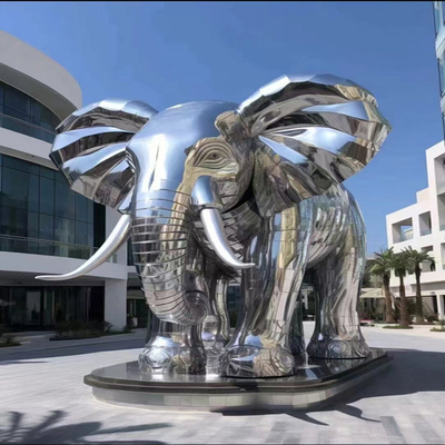 Amostra personalizada Animal Elefante Rockery Lua 304 Pintura Pastel Verniz Escultura 3D Espelho Polido 316L Escultura de aço inoxidável In Resort