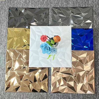 Bom preço Aço inoxidável mosaico azulejos para decoração de parede 300x300mm espelho grande grão estereofónico fundo mosaico de tijolo on-line