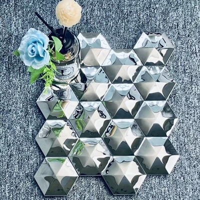 Placas de aço inoxidável de ouro rosa para decoração de parede de hotel hexagonal em várias cores
