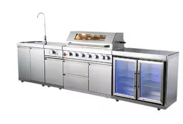 Bom preço Armários de exibição metálicos de balcão anti-arranhões Cozinha ao ar livre Para pátio da villa on-line