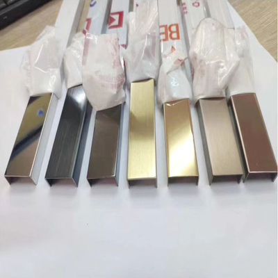 Faixas de acabamento em aço inoxidável em forma de U para design de interiores e exteriores, revestimento de bordas de rodapé com cores PVD