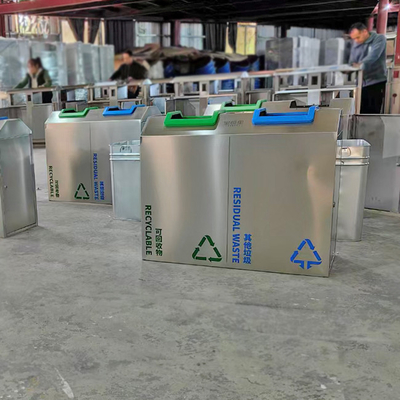Produtos de latas de lixo de aço inoxidável de cor prateada revestida com 316L