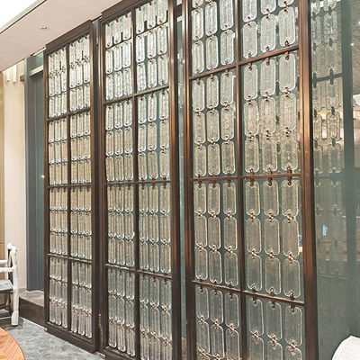 Gold Color Brushed Transparent Glass 304 Stainless Steel Room Dividers For Hotel