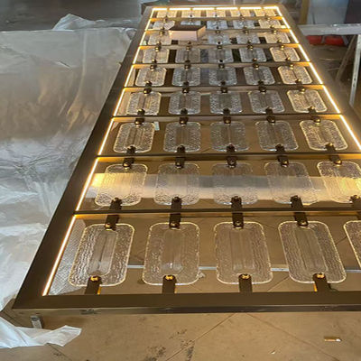 Bom preço Rose Gold White Crystal 304 Stainless Steel Partition For Restaurant Decoration With Light on-line