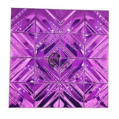 Decoração de Parede Violeta Diamante Grade Brilho Espelho  Mosaico Metálico Azulejo Cerâmico