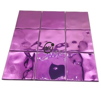 Bom preço 300X300MM Luxo azulejos de parede decorativos de aço inoxidável Metal Violeta Espelho Quadrado Mosaico Para Backsplash on-line