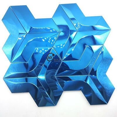 Bom preço Superfície de Espelho Azul do Oriente Médio Decoração Popular Cor Ouro Rosa e Prata Azulejo de Mosaico de Metal de Alumínio on-line