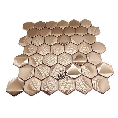 Bom preço Decoração moderna de parede de banheiro com mosaico hexagonal de cabelo bronze para hotéis e vilas, solução de design de padrão de fundo de quarto on-line