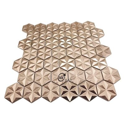 Bom preço Oriente Médio Superfície escovada azul Popular Decoração Rosa Ouro E Prata Cor Alumínio Metal mosaico telha on-line