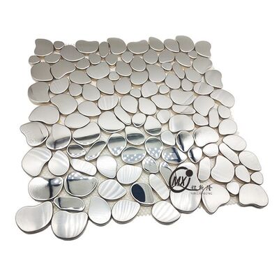 Bom preço Chapas de mosaico metálicas de espelho de prata em forma de cascalho - para projetos de decoração de parede de sala de estar / banheiro / sala de jantar / hotel on-line