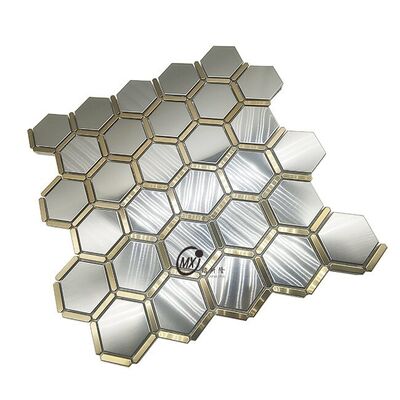Bom preço Mosaico de aço inoxidável hexagonal de borracha de prata mista de borda de ouro impermeável e resistente à ferrugem para construção interna e externa on-line