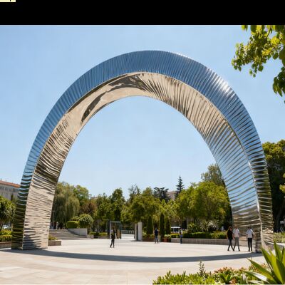 Bom preço Parque de aço inoxidável da escultura do espelho brilhante de prata 316L do arco para o projeto do centro da arquitetura on-line
