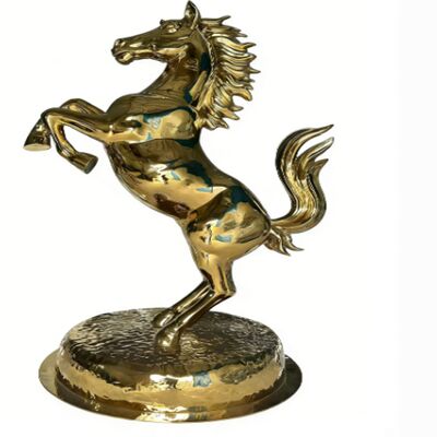 Bom preço Serviço OEM/ODM Titânio Ouro Espelho Superfície Figura de Cavalo 201 304 Grau Metal Ornamento Artístico de Animais para Decoração de Jardim on-line