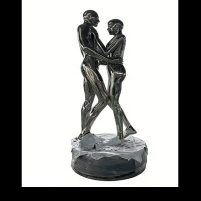 Bom preço Esculptura de personagens de arte moderna de fibra de vidro / aço inoxidável personalizada Espelho de esfoliação Estátua humana para parque Ponto cênico ao ar livre on-line