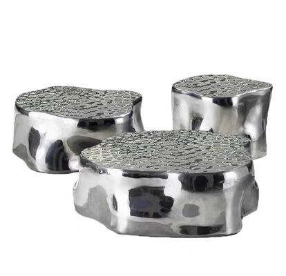 Espelho feito à mão Ouro de aço inoxidável OEM ODM Design Tabela de café Conjunto de mesa de lado de nidificação moderna Mobiliário de sala de estar