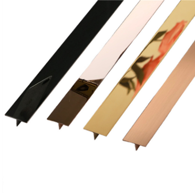 Perfil de aço inoxidável da tira de guarnição T de SUS316L ouro Rose Gold de 0.5mm a de 1.5mm